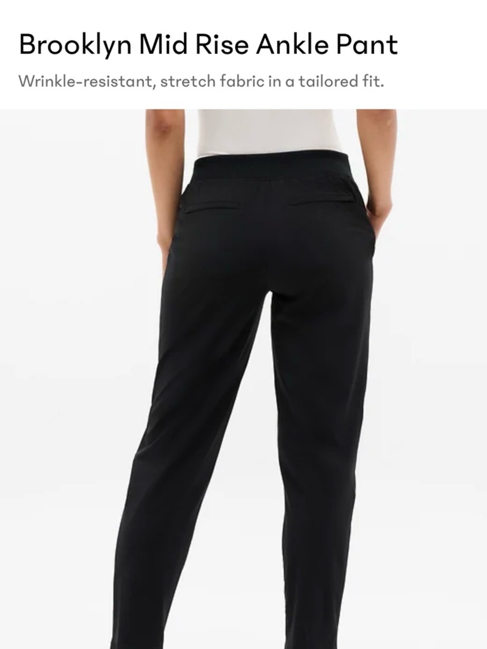 Athleta Brooklyn Mid Rise Ankle Pant — Black NWOT